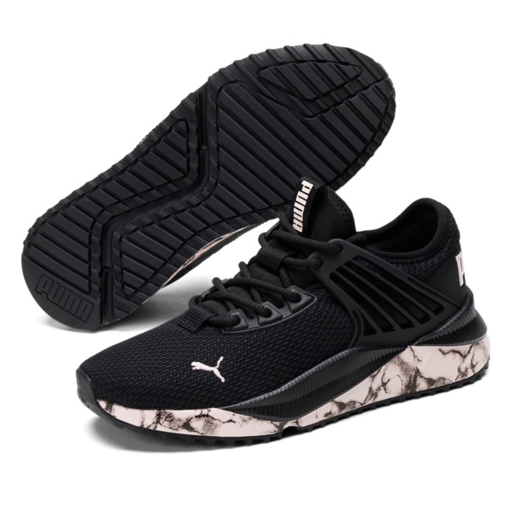 PUMA Black and Chalk Pink Pacer Future Marble JR Sneakers